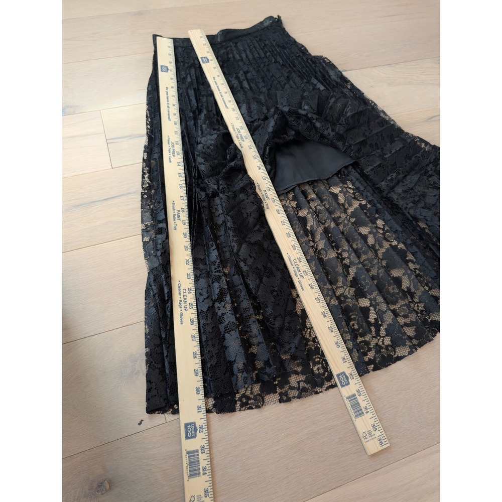 Free People Black Pleated Lace Midi Skirt Size 2 Romantic Goth Boho - Picture 7 of 8